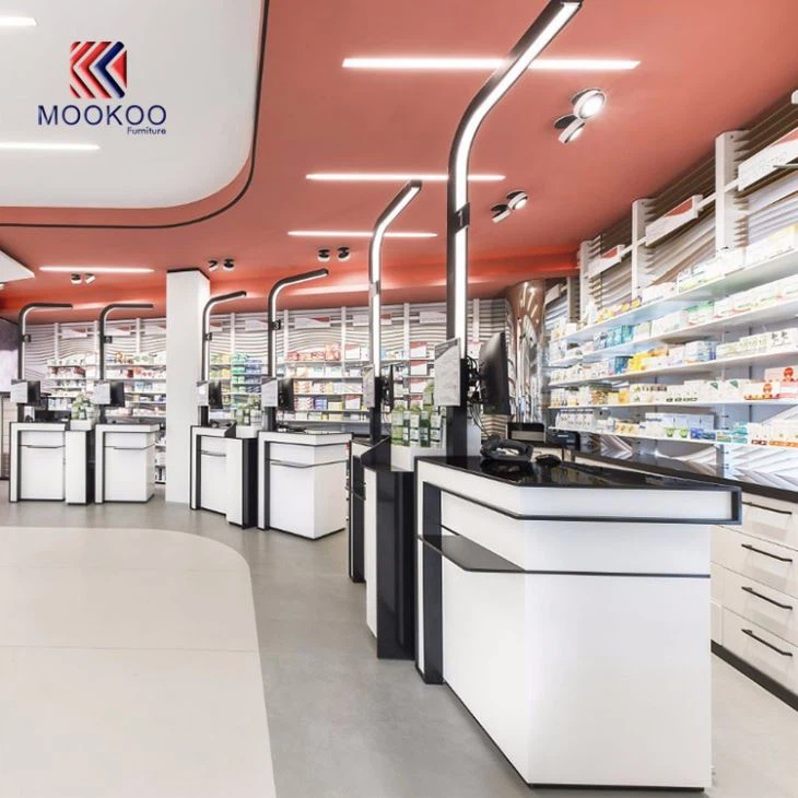 High End Pharmacy Interior Counter Furniture Design