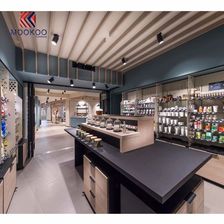 Retail Pharmacy Shop Interior Design Wooden Cabinet