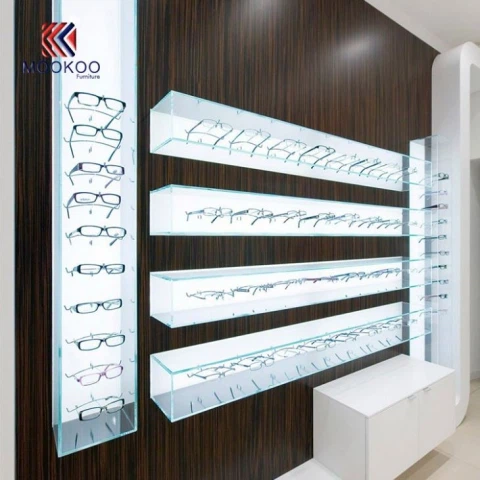 Holz-und Glas Eyewear-Kabinett-Innendekoration-Wand gestaltet Ausstellungsraum