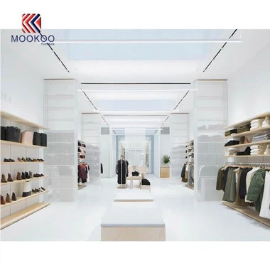 Hölzerne Kleidergeschäft-Anzeigen-Befestigungen an der Wand befestigtes Anzeigen-Regal und Kabinett von MOOKOO