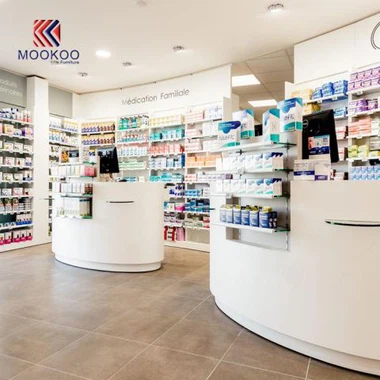 Europäische stilvolle Art-Apotheken-Flaggschiff-Geschäfts-Anzeigen-Regale