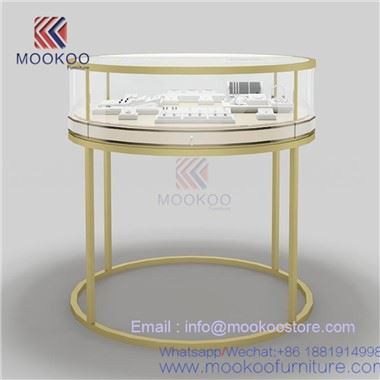 Runde Messingvitrine für Cartier